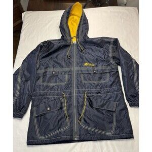 Vintage Michigan Wolverines Spellout NCAA Hooded Jacket Mens L